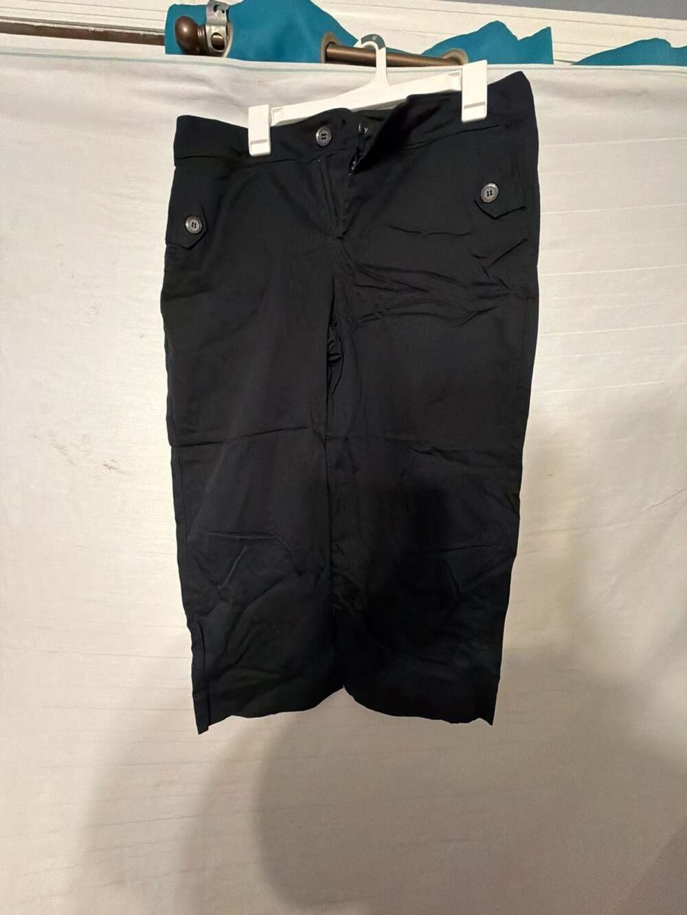 Ninety Black Cotton Blend Cropped Cargo Capris Size 10